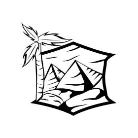 Oasis Pyramid black and white clipart