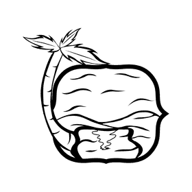 Oasis Sunset black and white clipart