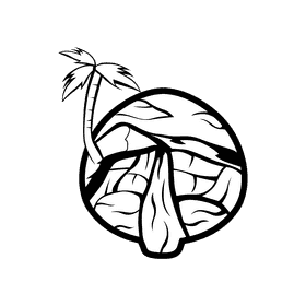 Oasis Waterfall black and white clipart