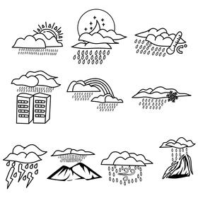 Rain Cloud Set black and white vector