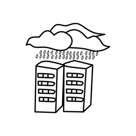 Rain Cloud City black and white clipart