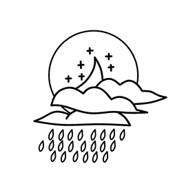 Rain Cloud Night black and white clipart