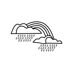 Rain Cloud Rainbow black and white clipart