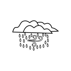 Rain Cloud Wind black and white clipart