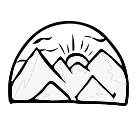 Rocky mountain sunrise black and white clipart