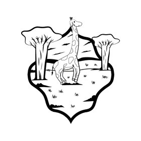 Savana Giraffe black and white clipart
