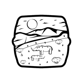 Savana Rhino black and white clipart