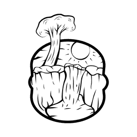 Savana Waterfall black and white clipart