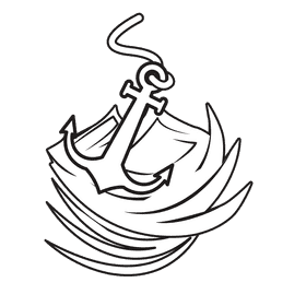 Sea Wave Anchor black and white clipart