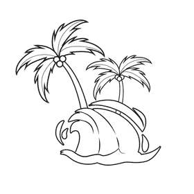 Sea Wave Coconut Trees black and white clipart
