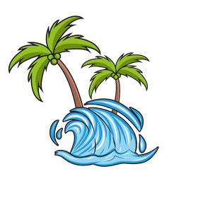 Sea Wave Coconut Trees clipart
