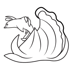 Sea Wave Dolphin black and white clipart