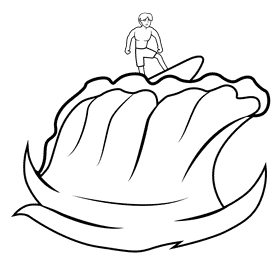 Sea Wave Surfing black and white clipart