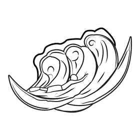 Sea Wave Swimming black and white clipart
