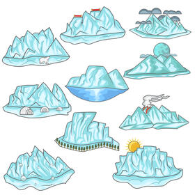 Snowy Mountain Set vector