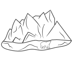 Snowy Mountain Bear black and white clipart