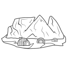 Snowy Mountain Igloo black and white clipart