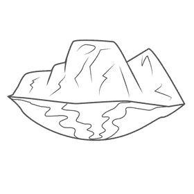 Snowy Mountain Sea black and white clipart