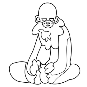 Old chimpanzee cartoon drawing black and white clipart