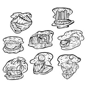 Starry Night Set black and white vector