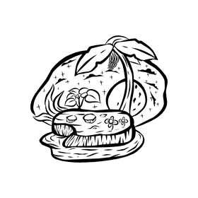 Starry Night Island black and white clipart