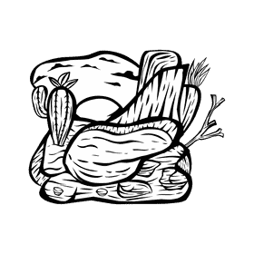 Sunset Desert black and white clipart