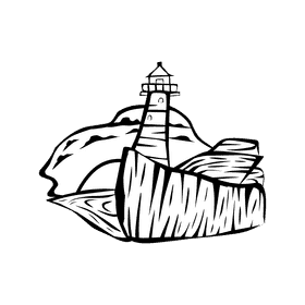Sunset Lighthouse black and white clipart