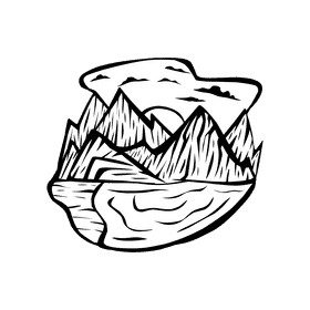 Sunset Rocky Mountain black and white clipart