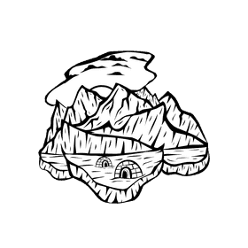 Sunset Snowy Mountain black and white clipart