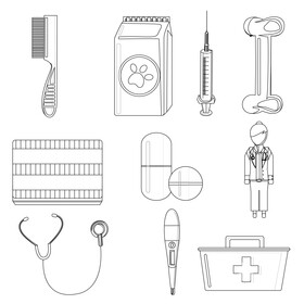 Veterinarian icons set black and white vector