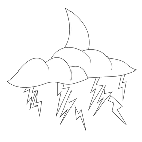 Thunder stroms night black and white clipart