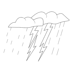 Thunder stroms rainy black and white clipart