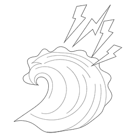 Thunder stroms sea wave black and white clipart