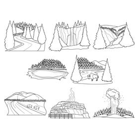 Yellowstone  Set black and white vector