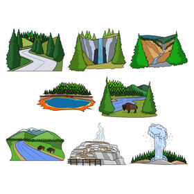 Yellowstone vector Set vector