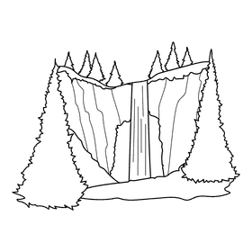 Yellowstone Fairy Falls black and white clipart