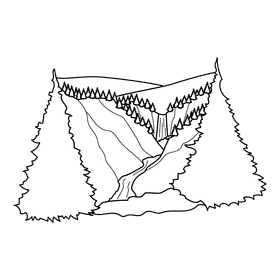 Yellowstone Grand Canyon black and white clipart