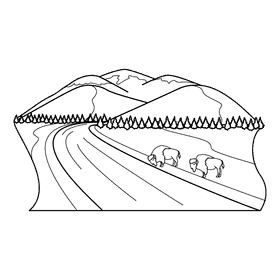 Yellowstone Lamar Valley black and white clipart