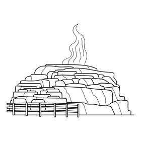 Yellowstone Mammoth Hotspring black and white clipart