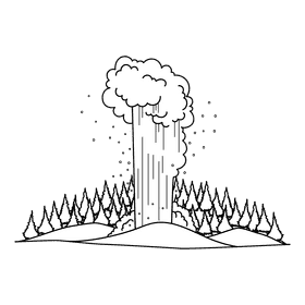 Yellowstone Old Faithful black and white clipart