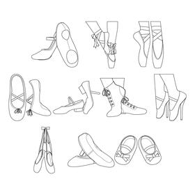 Ballet Shoes  Set black and white vector