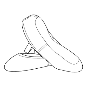Ballet Shoes Full Sole black and white clipart