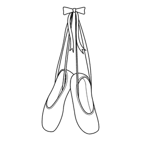 Ballet Shoes Hanging black and white clipart