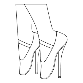 Ballet Shoes High Heels black and white clipart