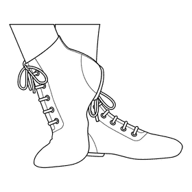 Ballet Shoes High Top black and white clipart