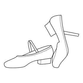 Ballet Shoes Low Heels black and white clipart
