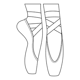 Ballet Shoes Pointe black and white clipart
