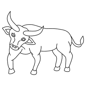 Bull curious black and white clipart