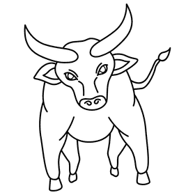 Bull face forward black and white clipart