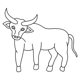 Bull looking forward black and white clipart